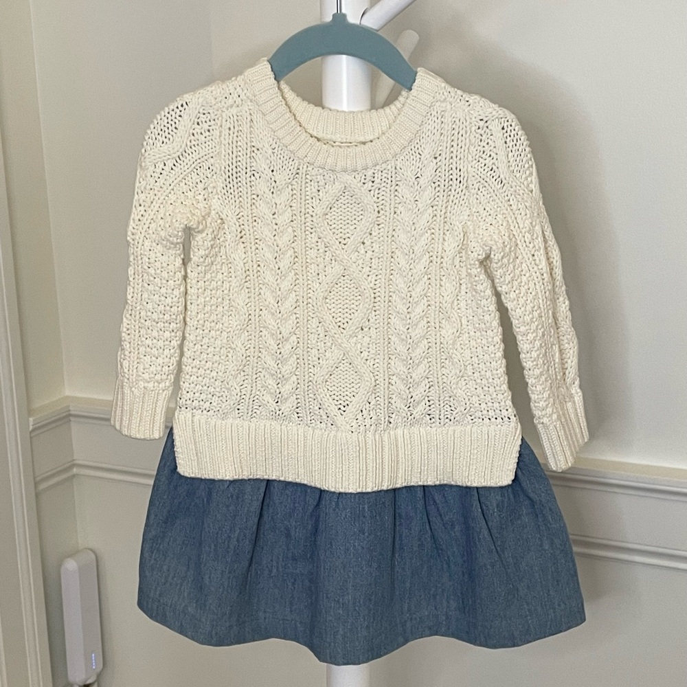 EUC Baby GAP Knit & Chambray Dress – Size 12-18M